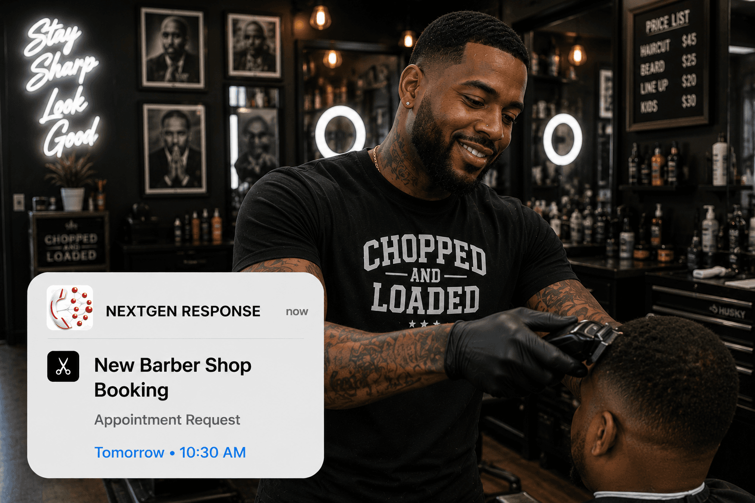 Barber technician using NextGen Response