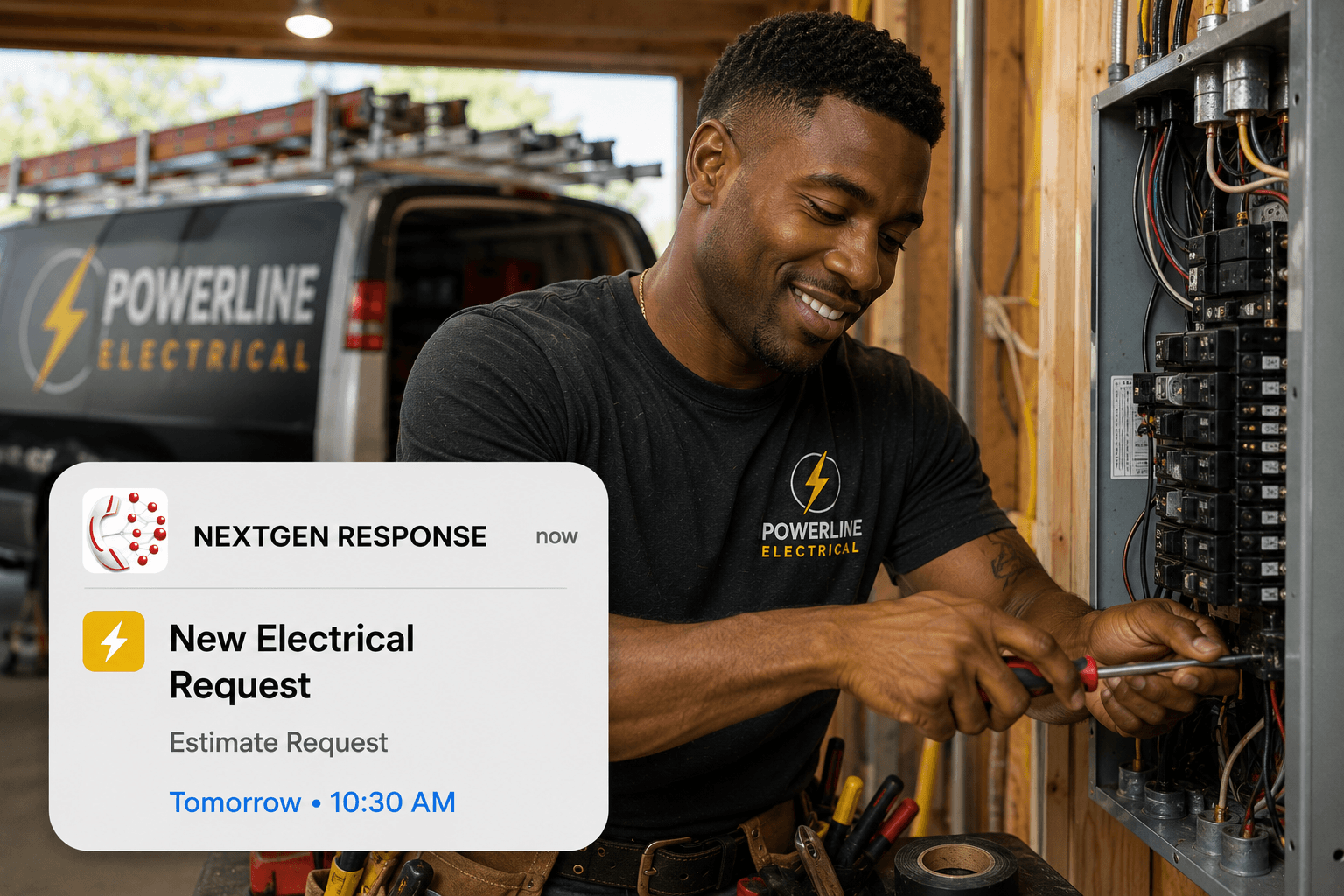 Electrical technician using NextGen Response