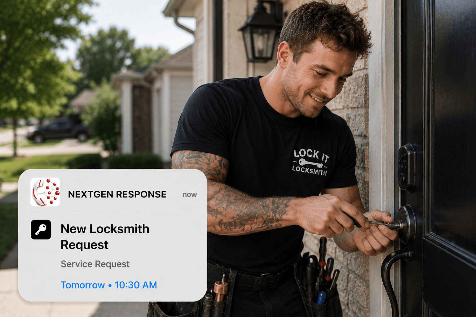 Locksmith technician using NextGen Response