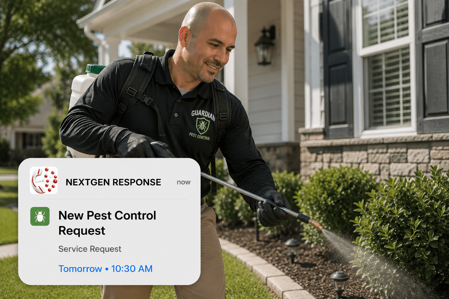 Pest Control technician using NextGen Response